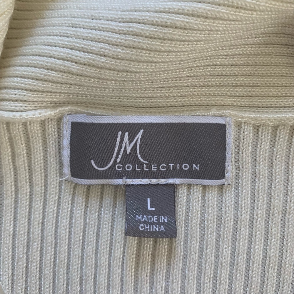 JM Collection Women's Open-Front Cardigan White Size LARGE - Picture 6 of 13